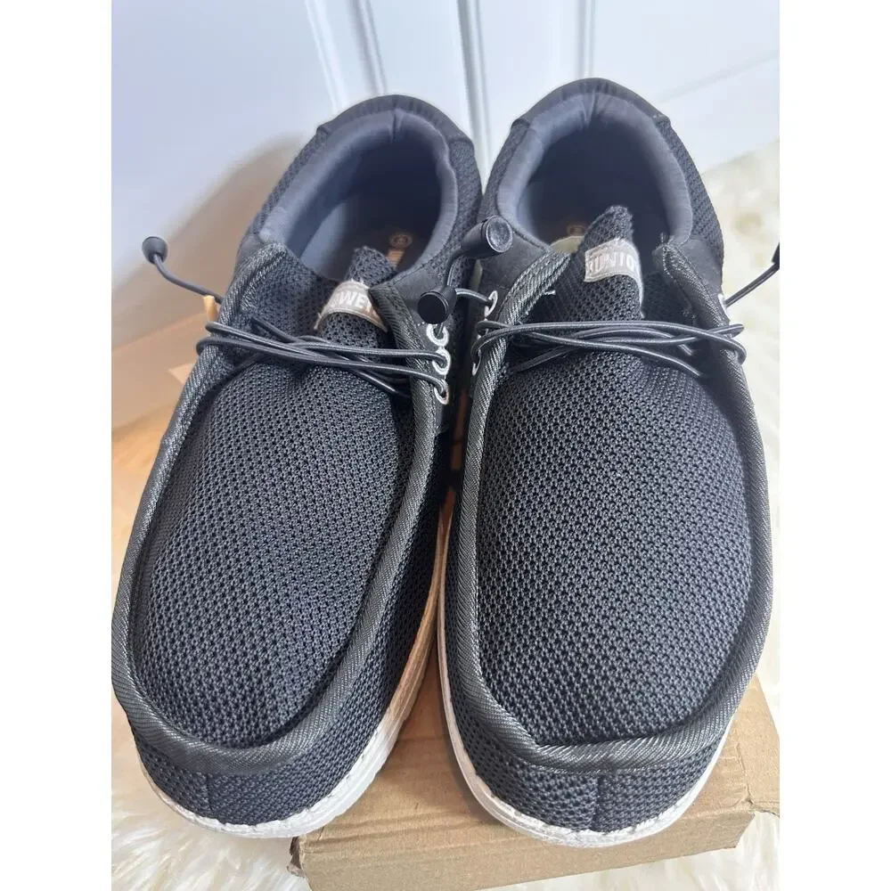 New: Uniqweto Mens Dark Gray Fabric Loafers W/ Arch‎ Support & Foam Cushion